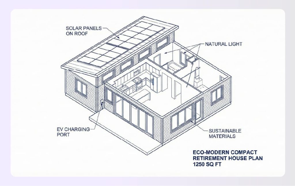 Eco modern compact retirement house plan design Eco modern compact retirement house plan design