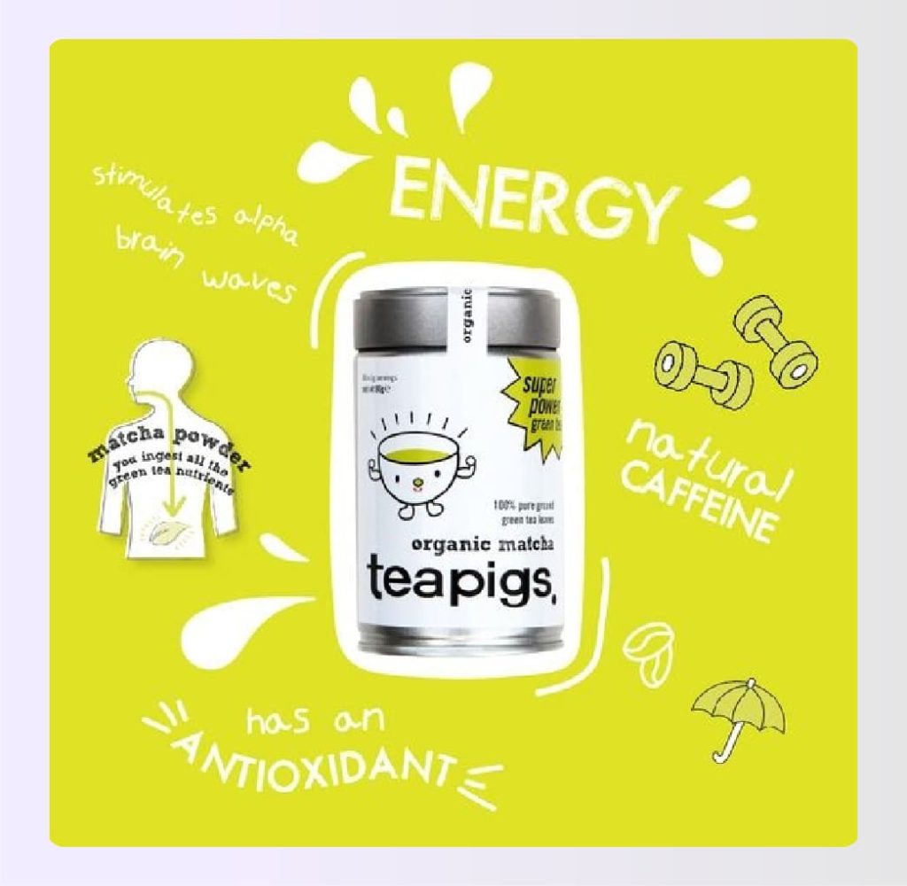 Matcha tea product mood board with bright green elements