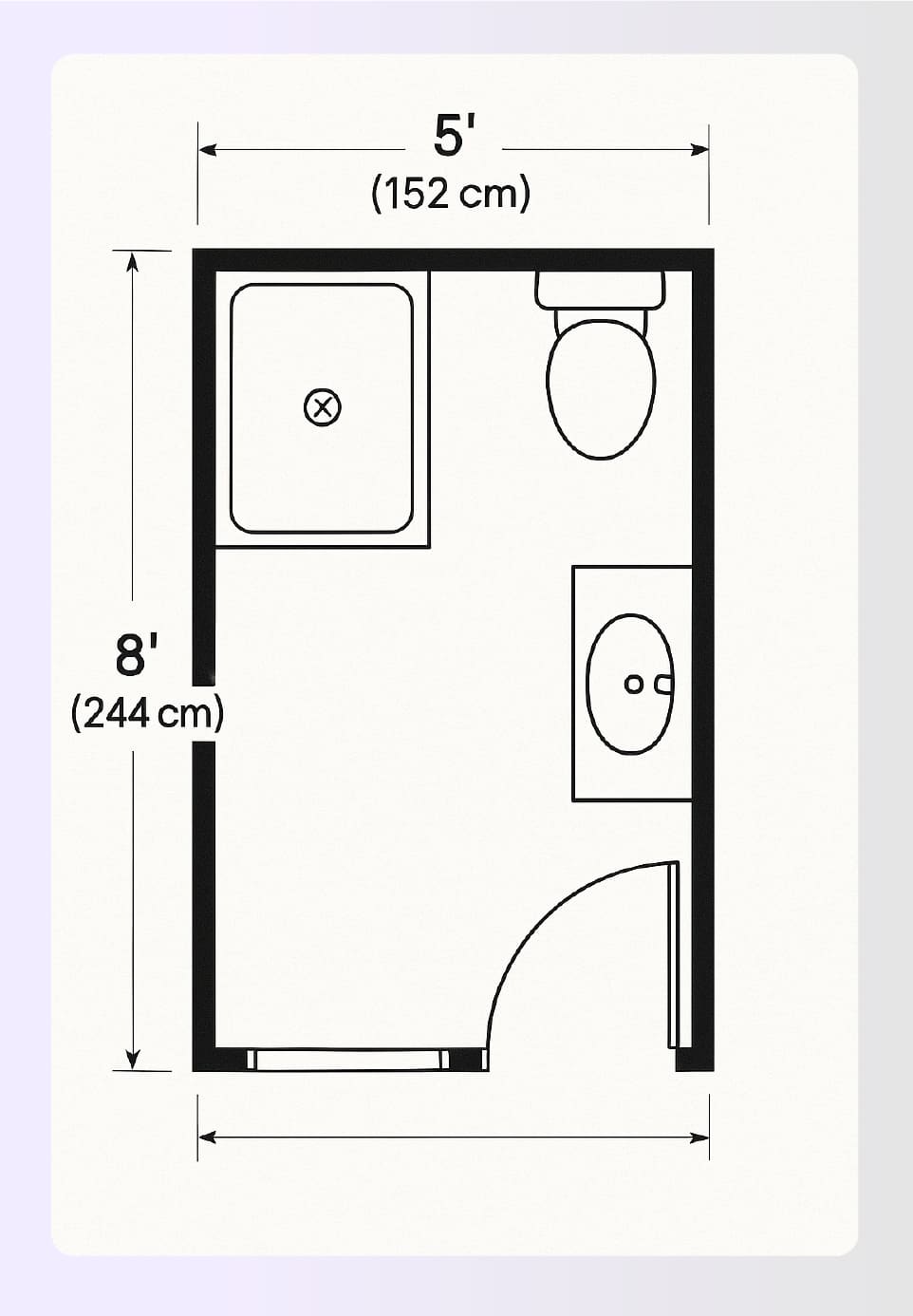 5x8 linear 3/4 bathroom layout floor plan 5x8 linear 3/4 bathroom layout floor plan