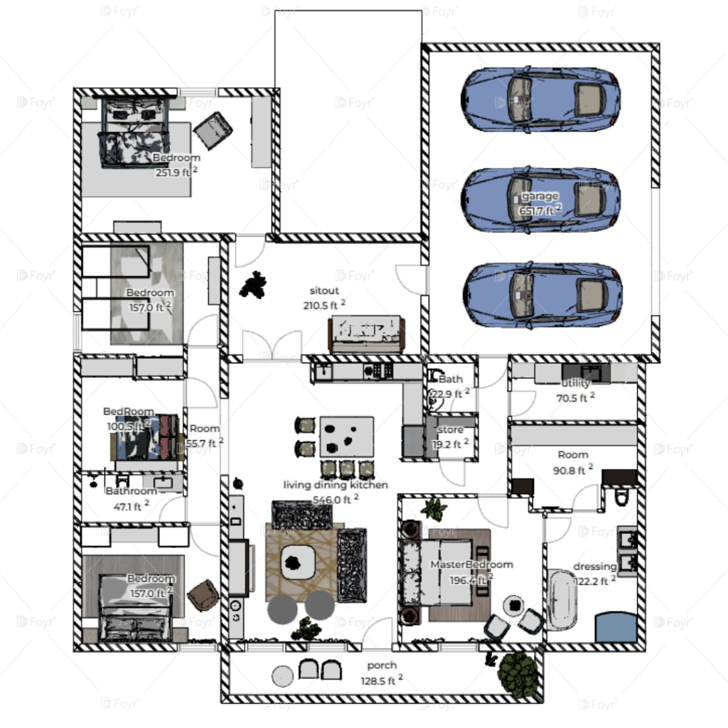 2D Single-Floor Luxury Residence