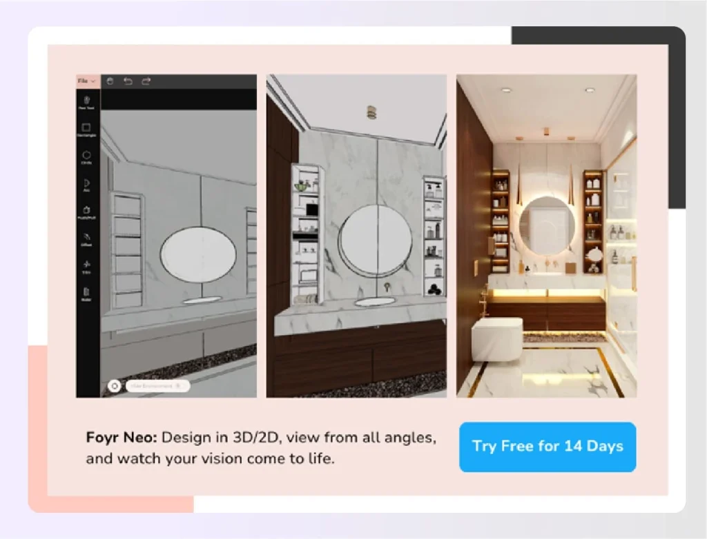 3D bathroom design progression from 2D to render 3D bathroom design progression from 2D to render