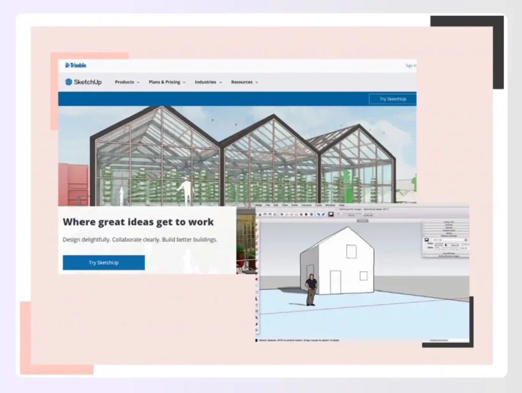 A 3D architectural model designed using SketchUp Free