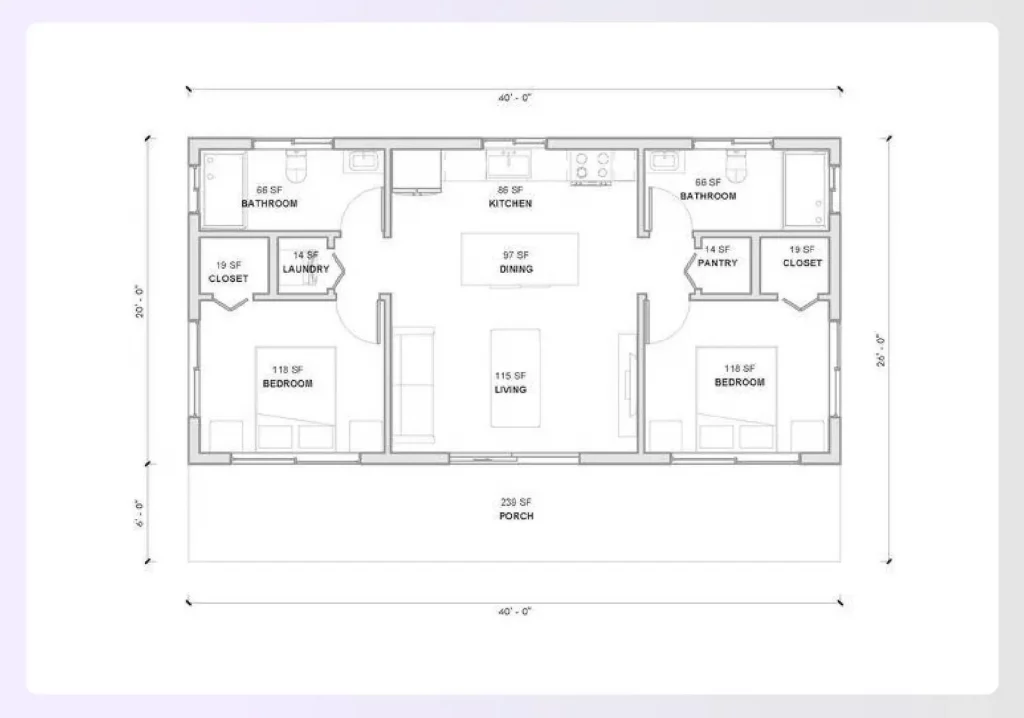 A compact 800 sq. ft. apartment floor plan A compact 800 sq. ft. apartment floor plan