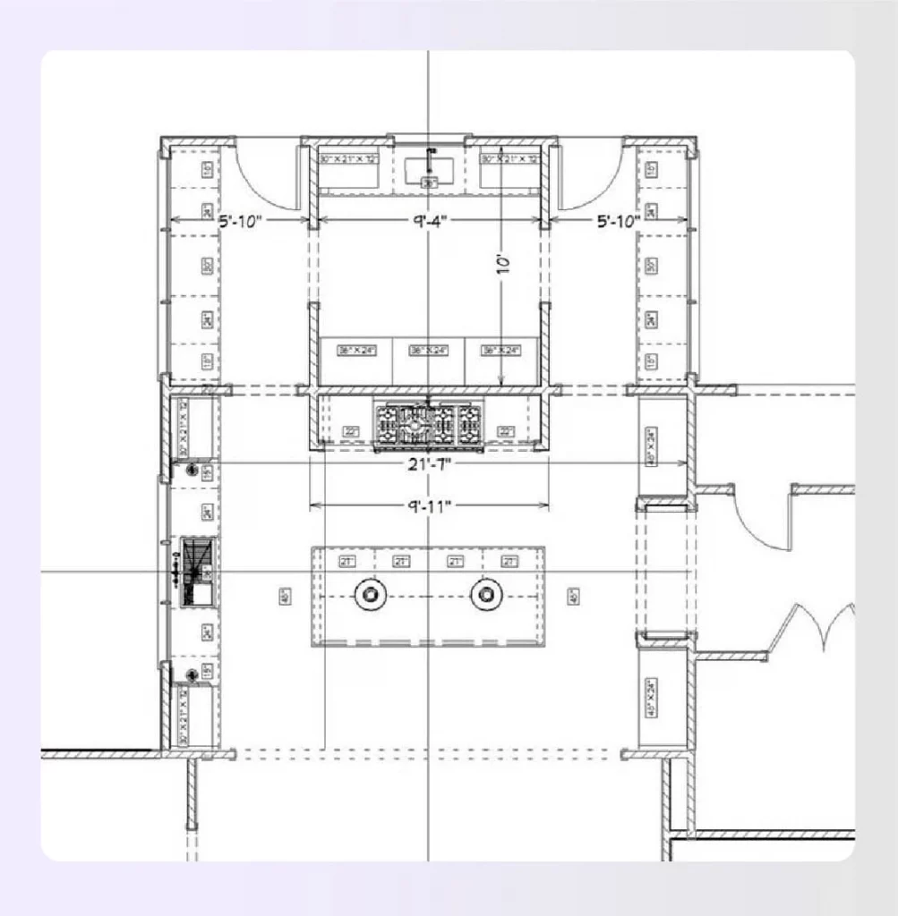 A modern kitchen featuring two parallel central islands