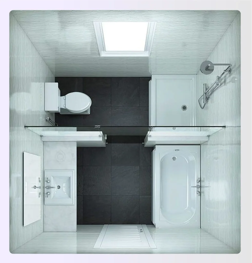 A modern wet room small bathroom layout A modern wet room small bathroom layout