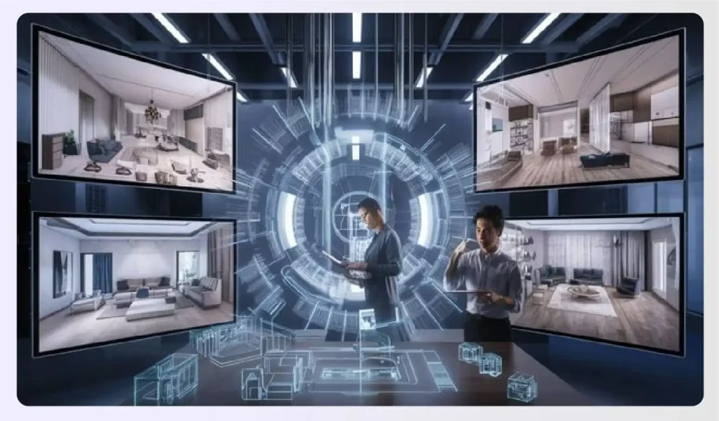 AI interface showing multiple design iterations and layouts AI interface showing multiple design iterations and layouts