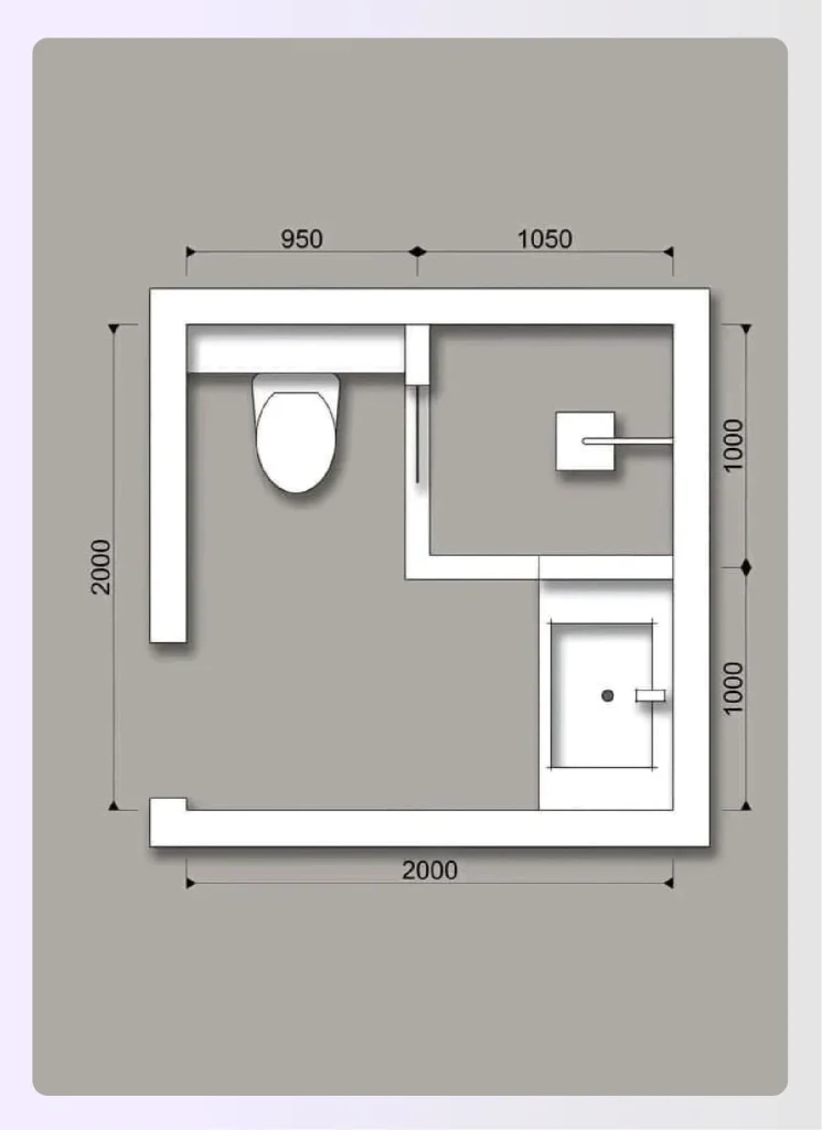 Compartmentalized small bathroom layout plan Compartmentalized small bathroom layout plan