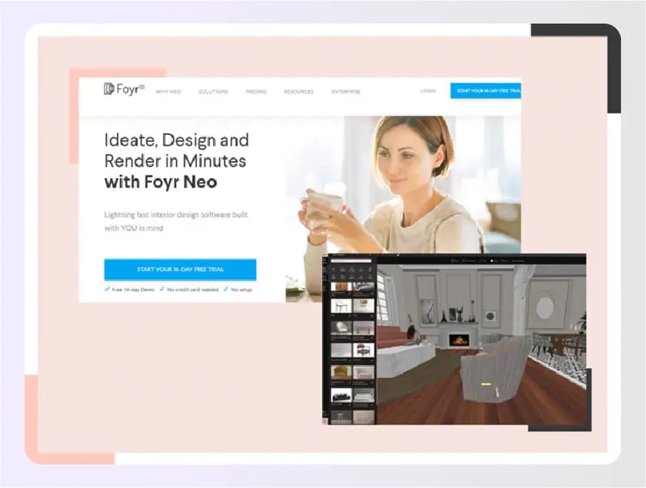 User interface of Foyr Neo interior design platform User interface of Foyr Neo interior design platform