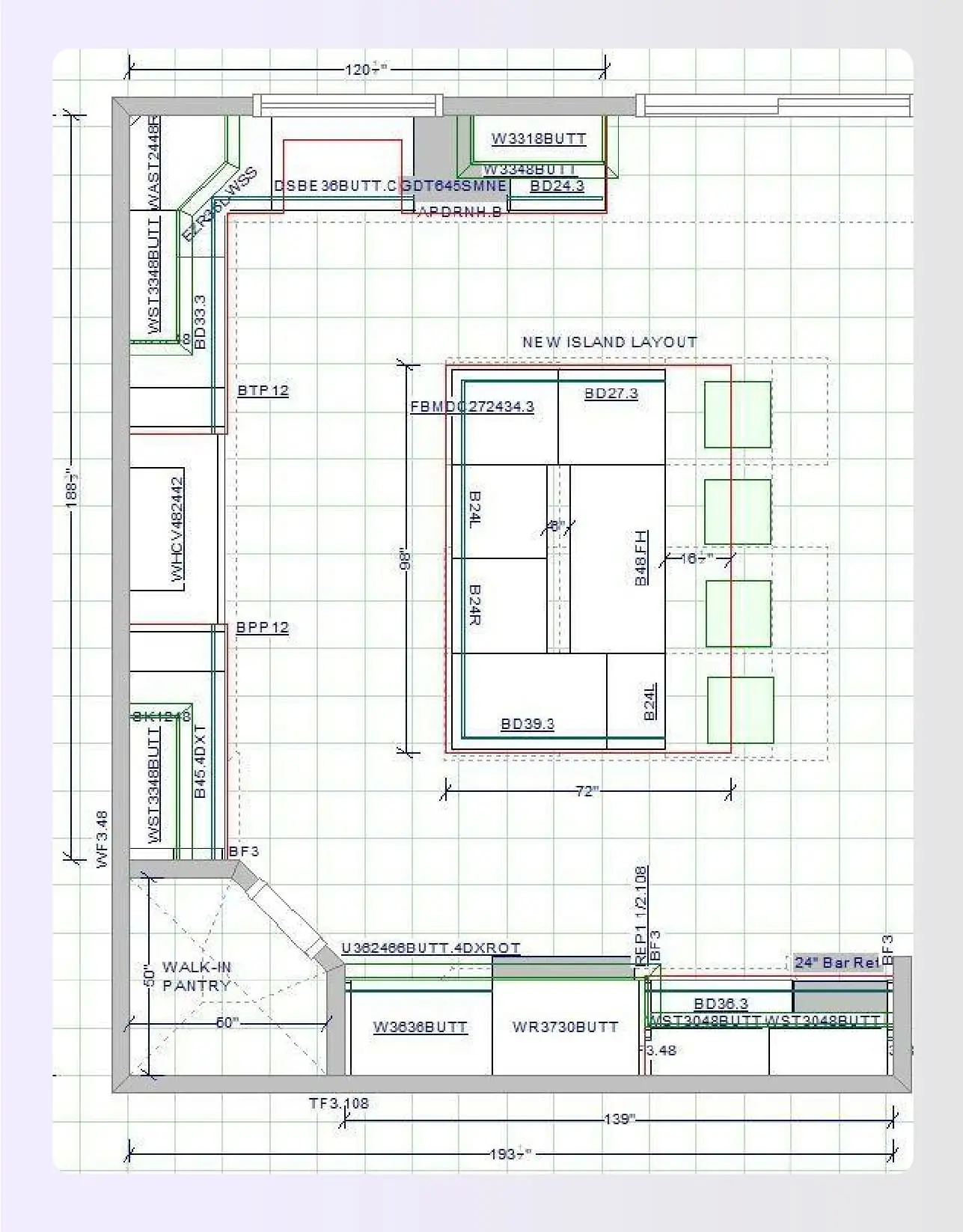U-shaped island kitchen floor plan narrow design U-shaped island kitchen floor plan narrow design