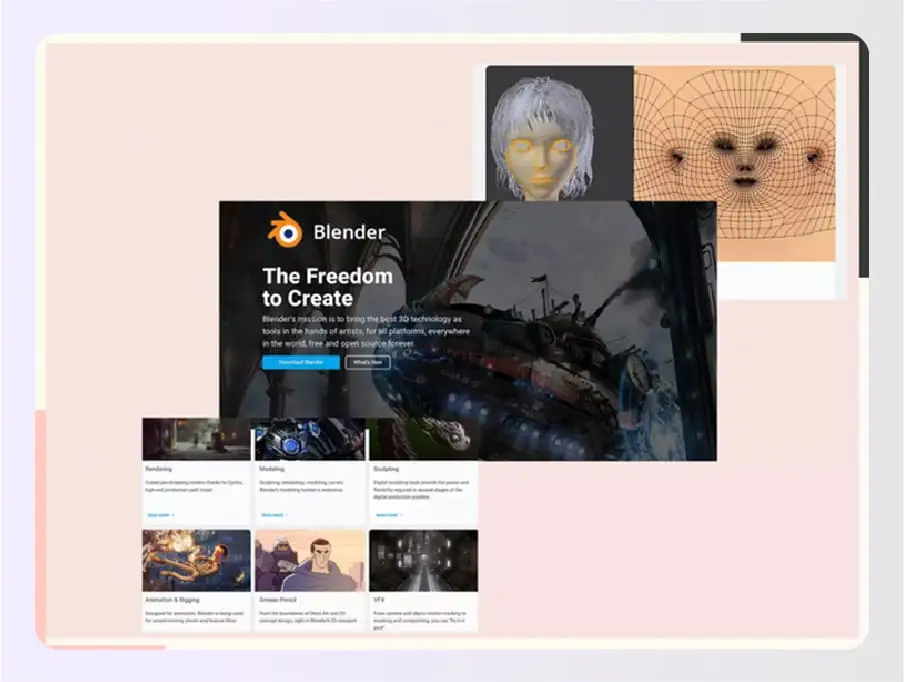 3D rendering workspace in Blender software 3D rendering workspace in Blender software