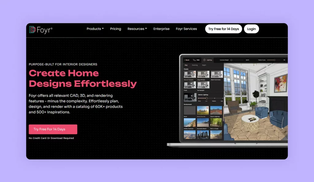 Foyr is a powerful interior design software for professionals