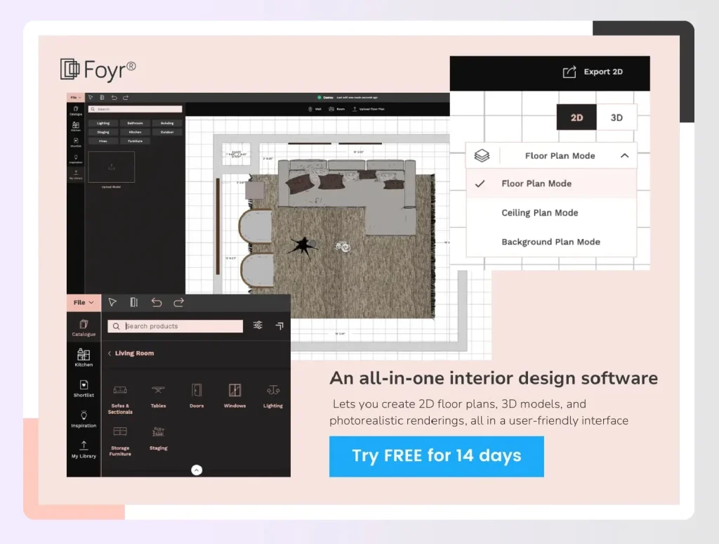 Foyr Neo floor plan and catalog interface Foyr Neo floor plan and catalog interface