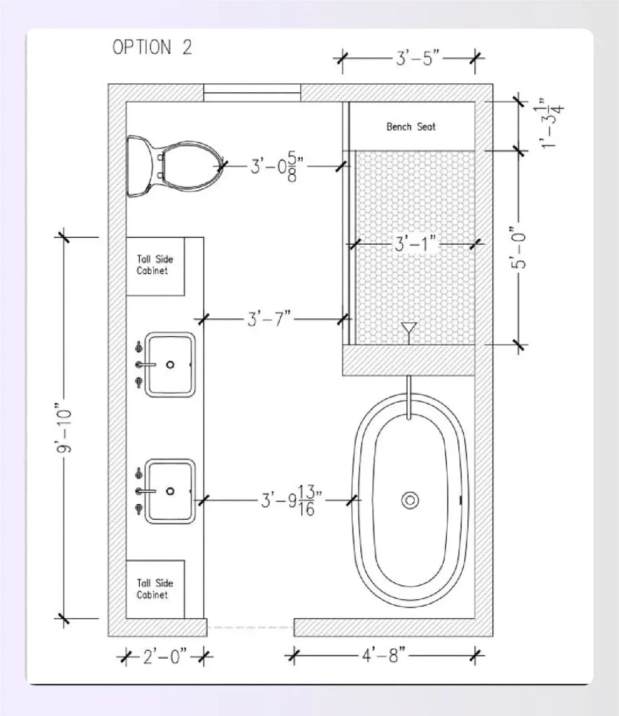 Galley-style small bathroom layout Galley-style small bathroom layout