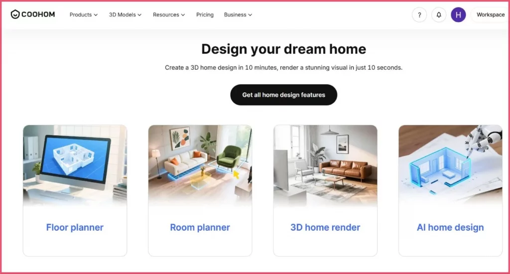 Coohom is a cloud-based platform for interior design and 3D visualization