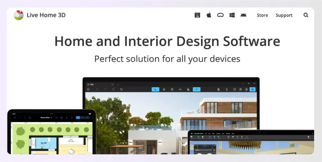 Live Home 3D's advanced modeling interface showing multi-floor visualization and detailed architectural elements Live Home 3D's advanced modeling interface showing multi-floor visualization and detailed architectural elements
