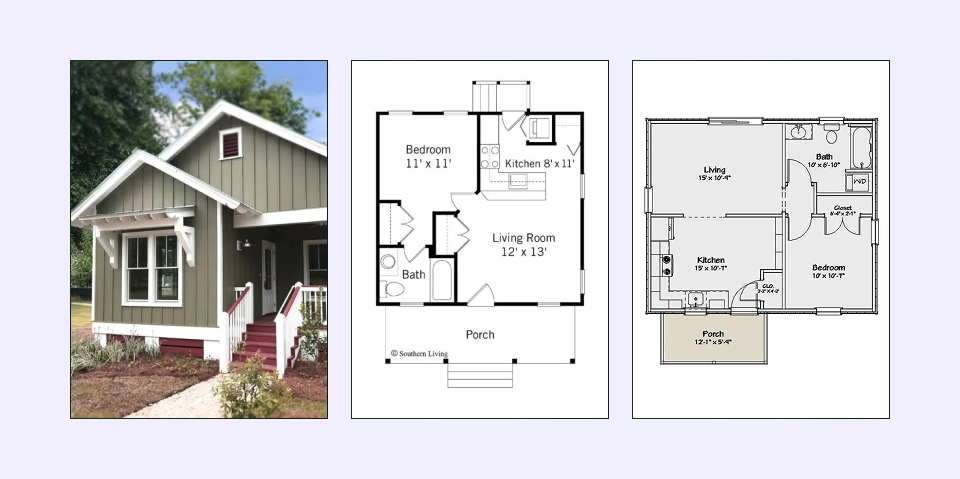 Modern minimalist one-bedroom house with bright open interiors. Modern minimalist one-bedroom house with bright open interiors.