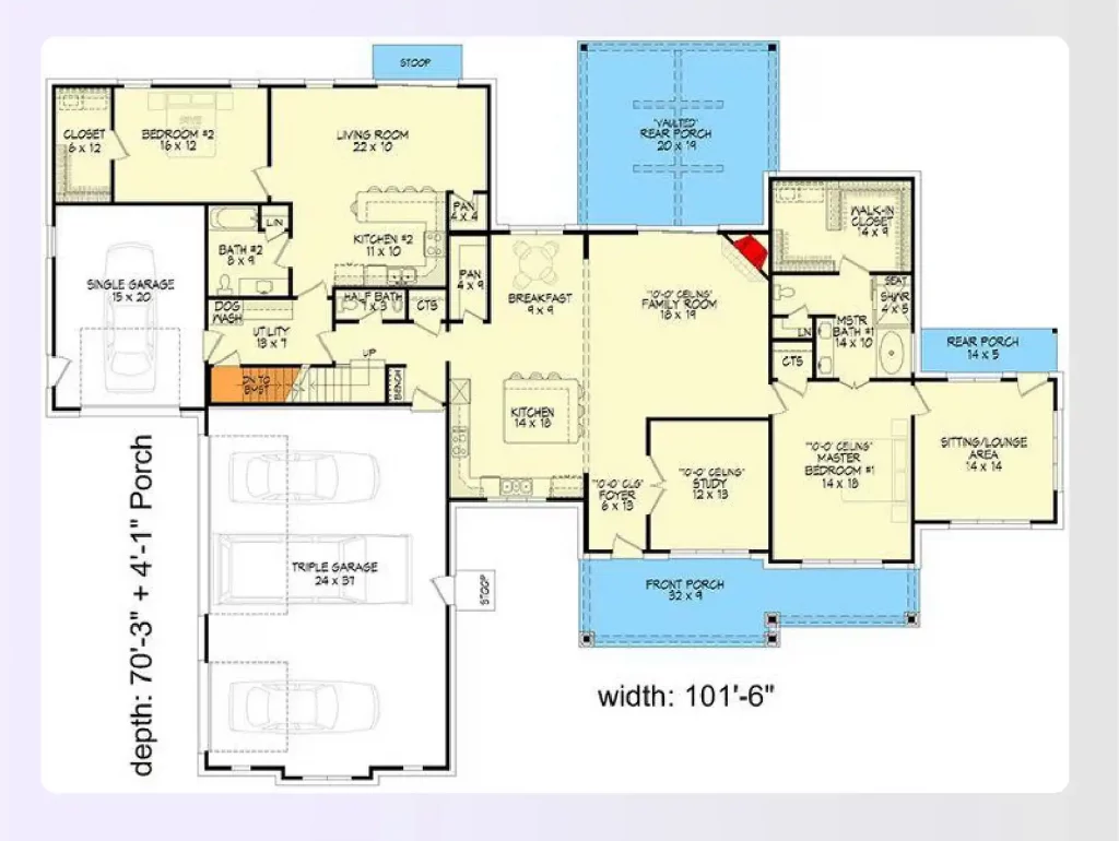 Multi-generational 4-bedroom craftsman design