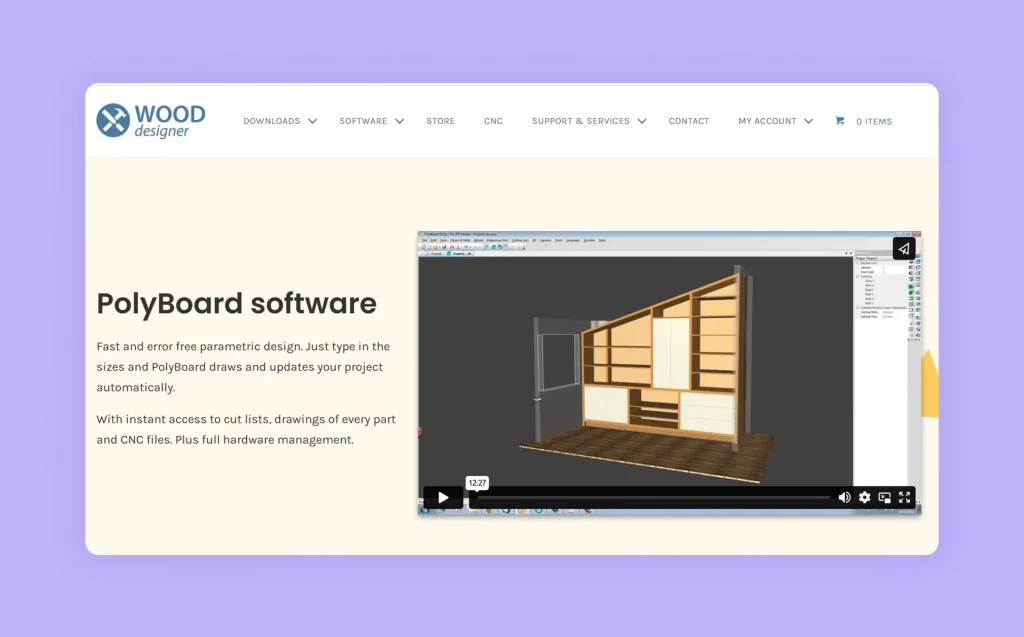 PolyBoard Cabinet Design is a dynamic software for designing cabinets and furniture