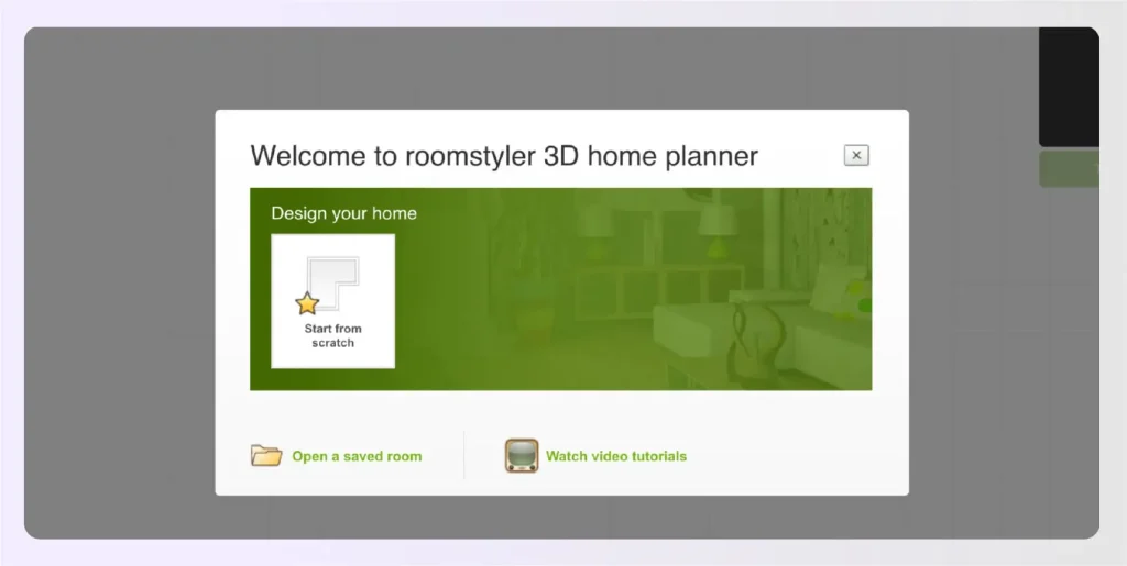 Roomstyler's drag-and-drop interface displaying simple 3D room planning with furniture library Roomstyler's drag-and-drop interface displaying simple 3D room planning with furniture library