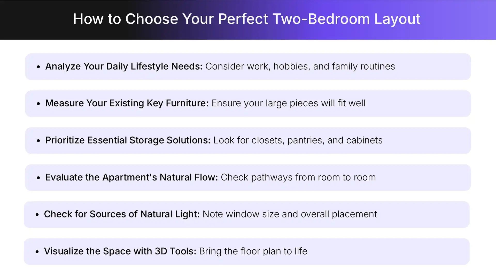 Selecting the best two-bedroom apartment floor plan