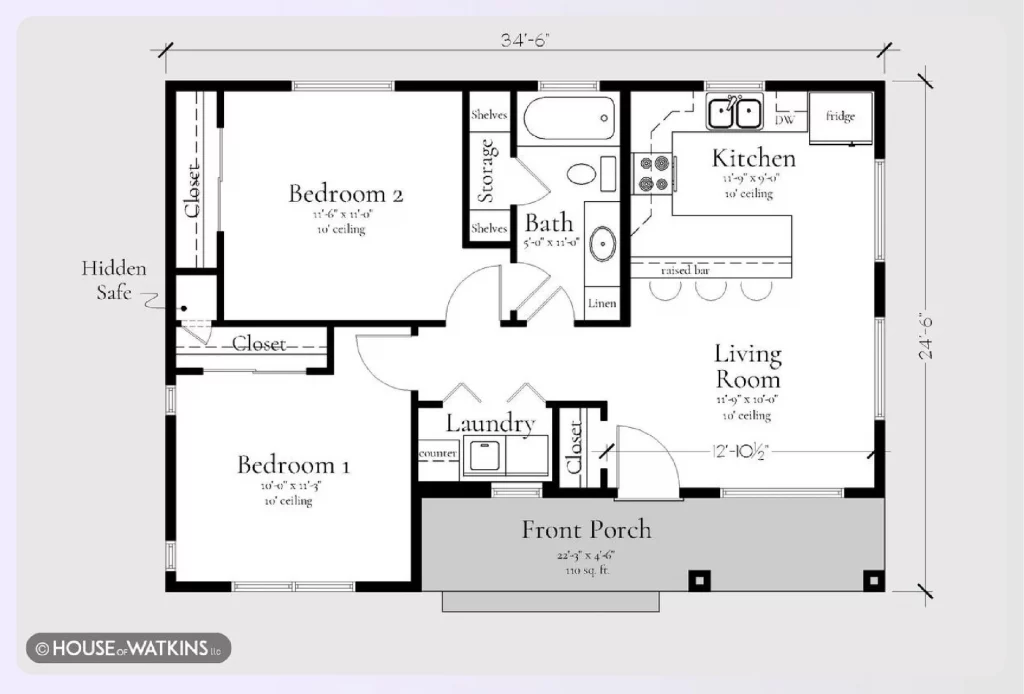 Image Credit: Pinterest Small ADU floor plan