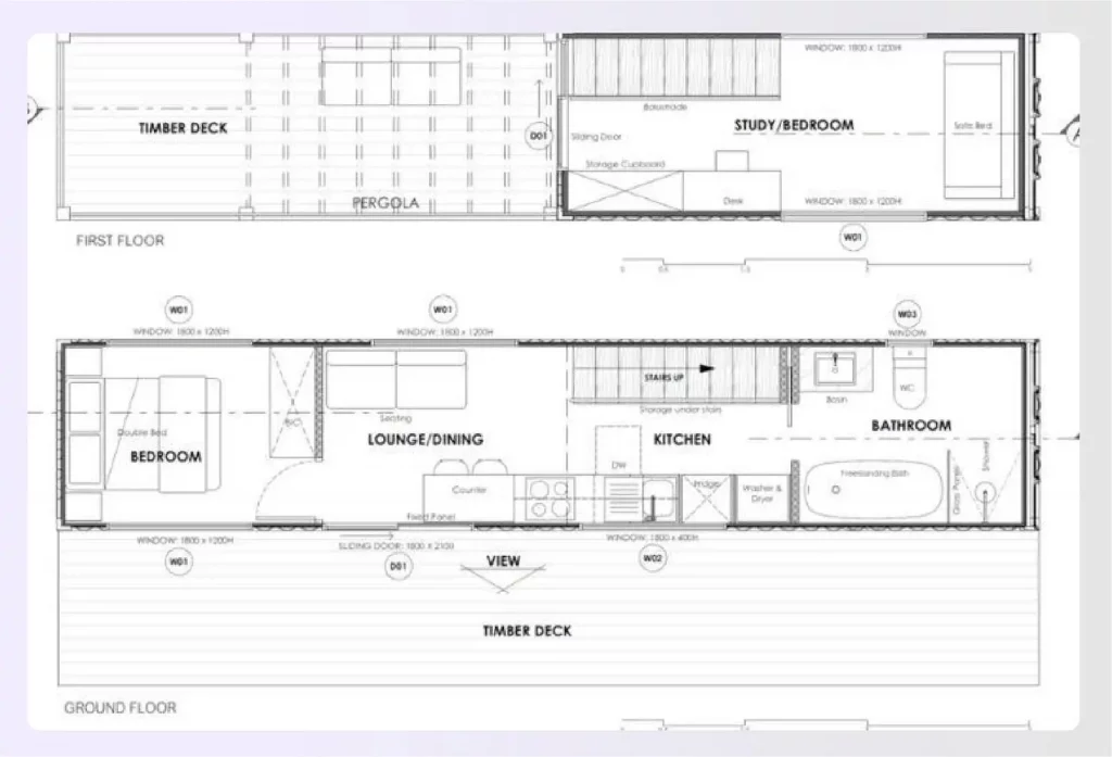 Stacked two-story shipping container home design Stacked two-story shipping container home design