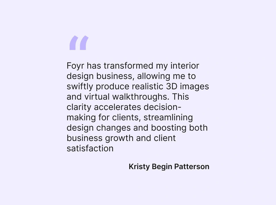 Testimonial from a Foyr Neo user who benefitted from realistic 3D visualizations. Testimonial from a Foyr Neo user who benefitted from realistic 3D visualizations.