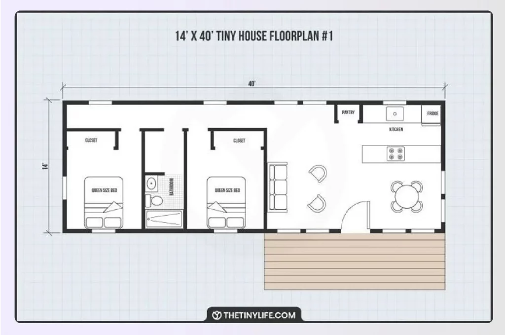 Two-bedroom container house plan layout 40ft Two-bedroom container house plan layout 40ft