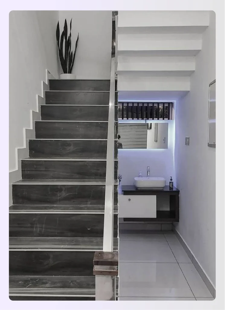 Under-stairs compact bathroom layout Under-stairs compact bathroom layout